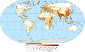 Carte des densités, avec trois foyers principaux et plusieurs foyers secondaires.