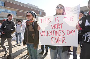 Students and workers rally at Spaights Plaza on the University of Wisconsin-Milwaukee campus, Monday, February 14, 2011 WorstValentinesDay.jpg