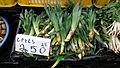 Young Eremurus leaf rosettes on sale as a leaf vegetable in an Armenian marketplace