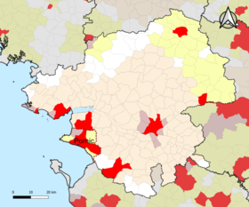 Localisation de l'aire d'attraction de Pornic dans le département de la Loire-Atlantique.