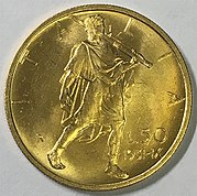 1931 coin, 50 lira, uses L.