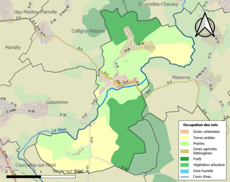 Carte en couleurs présentant l'occupation des sols.