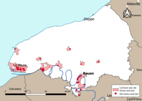 Carte des communes avec sites Seveso seuil haut