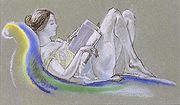 Lesendes Mädchen, 1911, Zeichnung, Pastell auf grauem Papier