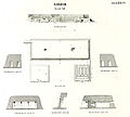 Vorderansicht, Grundriss und Querschnitte des Grabes G 5230 nach Lepsius