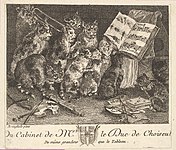 猫のコンサート、ヤン・ブリューゲル (父)の原画(1778)