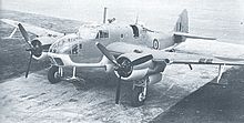 A new late-production Beaufort Mk.II at the Filton factory. ASV yagi aerials are under the nose and wings and the new DF loop is fitted. Muzzles of additional Vickers GO are visible in the front upper nose. BeaufortIIa.jpg