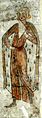 Photographie en couleurs d'une fresque représentant un personnage en manteau doublé d'hermine ; inscription : CORUSCUL.