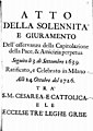 Giovanni Battista Bellino, Atto della solennità e giuramento dell'osservanza della capitolazione della pace, et amicizia perpetua seguito li 3 di settembre 1639 ... tra S. M. Cesarea e Cattolica, e le eccelse Tre Leghe Grise, 1726