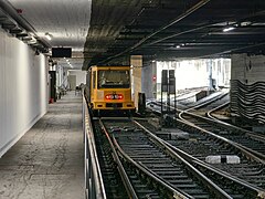 The turnback sidings (ahead) and depot access (right)