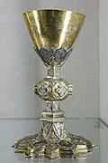Bartolomeo di Tomme. Calice, argent ciselé et doré, émaux transparents. Vers 1390.