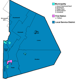Mappa delle suddivisioni della contea