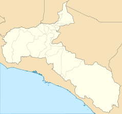 Mapa konturowa San José, u góry znajduje się punkt z opisem „Ambasada Rzeczypospolitej Polskiej w Republice Kostaryki”