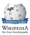 2-Millionen-Artikel-Logo nach dem zweimillionsten Eintrag in der deutschsprachigen Wikipedia über das Mineral „Michenerit“ am 19. November 2016