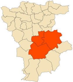 Localização do distrito dentro da província de Mila