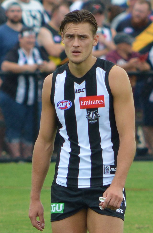 Darcy Moore (pictured here in 2017) is the current captain of Collingwood.