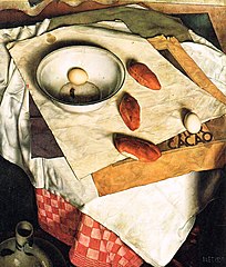 Dick Ket Stilleven met broodjes, (1935) in vogelperspectief