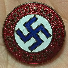 Political pin of the National Socialist Dutch Workers Party. Dutch NSNAP Pin.jpg