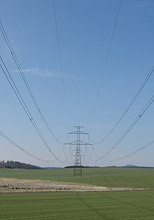 Overhead conductors carry electric power from generating stations to customers. Electrical wires near Putim.jpg
