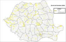 Jews in Romania (2002 census) Evrei Romania (2002).png