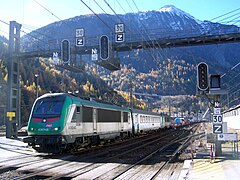 Ankunft eines Modalohr-Zuges in Modane