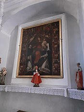 Gêxa da Nòstra Scignùa da Néve (Veserxe, Castreveiu), Âtâ de driccia cun dipintu da Madonna cu-u Bambin