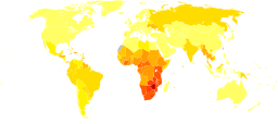 HIV-AIDS world map - DALY - WHO2004