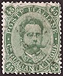 Гашёная универсальная марка Италии 1889 года номиналом 45 чентезимо