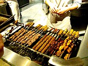 Left to right: Chenjeh Kabab, Kabab Koobideh, Jujeh Kabab in an Afghan restaurant.