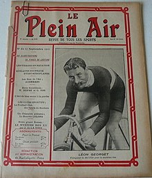 une de la revue Le Plein Air. Revue de tous les sports représentant le cycliste Léon Georget.