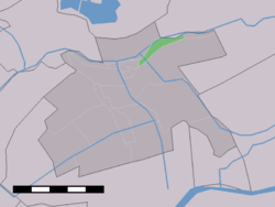 The village (dark green) and the statistical district (light green) of Boven-Haastrecht in the former municipality of Vlist.