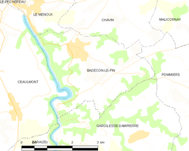 Mapa obce Badecon-le-Pin