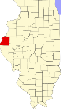 Map of Ilinois highlighting Hancock County