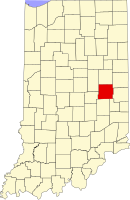 ヘンリー郡の位置を示したインディアナ州の地図