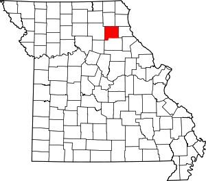 Карта штата Миссури с указанием округа Шелби