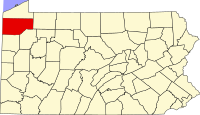 Map of Pensilvanija highlighting Crawford County
