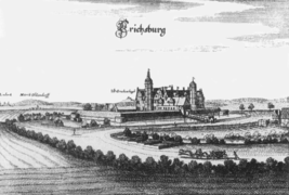 El Erichsburg de 1530, nombrado por Erico en un grabado en cobre alrededor de 1650 de Merian