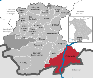 Li position de Mittenwald in li Subdistrict Garmisch-Partenkirchen