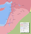 Rashidun conquest of Palestine and Syria in 636-637 AD.