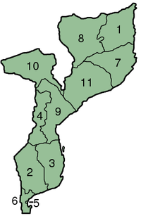Mapo de provincoj de Mozambiko