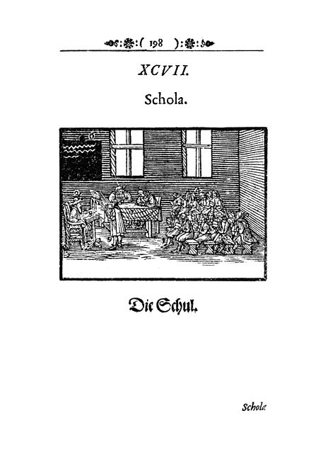 Abbildung einer Schule in Comenius: Orbis sensualium pictus