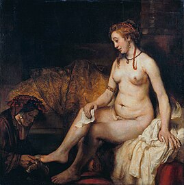 "Batseba med Davids brev" (1654) Rembrandt van Rijn Olie på læred, 14,2 × 14,2 cm Musée du Louvre