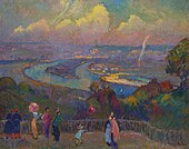 Rouen, La Seine, Vue depuis les hauteurs de Caudebec[8], huile sur toile, 73.7 × 92.4 cm
