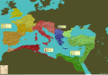 Western Roman Empire (395–476/480 AD) and Byzantine Empire (286/395–1453 AD) in 395 AD.