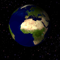 Dünyanın kendi çevresinde dönüşünü gösteren bir animasyon