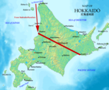 Proposed line of Soviet occupation in Hokkaido, Japan.