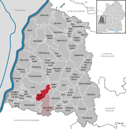 Elhelyezkedése Ortenau járás térképén