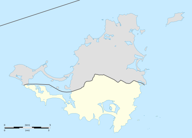Mapa konturowa Sint Maarten, na dole po lewej znajduje się punkt z opisem „SXM”