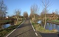 Narrow street with wide canals