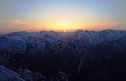 大天井岳から望む鷲羽岳と夕景